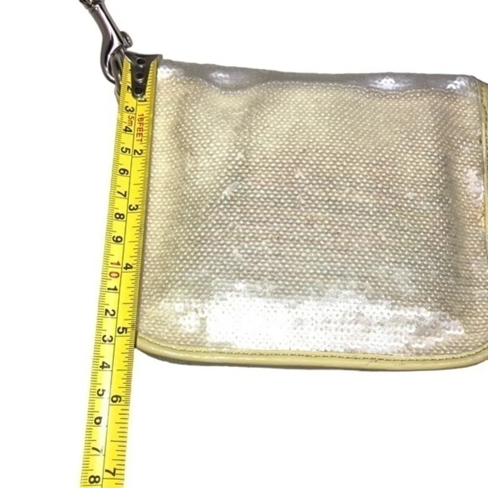 Coach 16315 Poppy Sequined Cream Opal Silver Crossbody flap bag